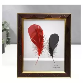 Фоторамка пластик 20х25 см "Линии-диагональ на шоколаде, двойная золотая рамка" 29,7х25 см