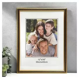 Фоторамка пластик 30х40 см "Золотая спираль на чёрном" 42,7х32,7 см