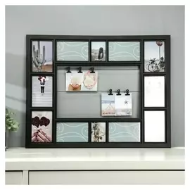 Фоторамка пластик на 15 фото 7х10, 10х15 см "Семейная история" чёрная 63х50,5х2,5 см