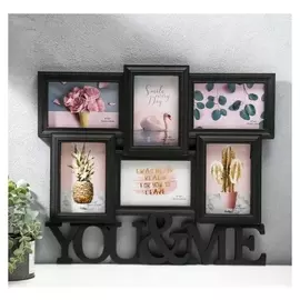 Фоторамка пластик на 6 фото 10х15 см "Ты и я" чёрная 39х46,5 см