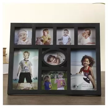 Фоторамка пластик на 8 фото 5х5, 5х7, 9х13 см "Лучшие моменты" чёрная 20х25 см