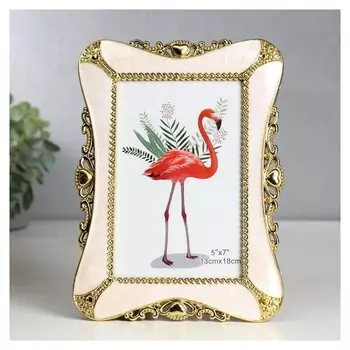 Фоторамка пластик под металл 13х18 см "Герцогиня" золото с белым 23х16,7 см