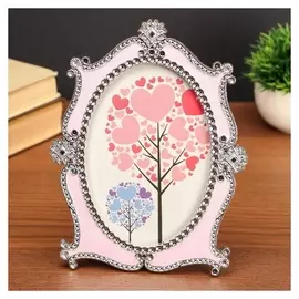 Фоторамка пластик под металл 13х18 см "Мадлен" серебро и розовый перламутр 22х17х1 см