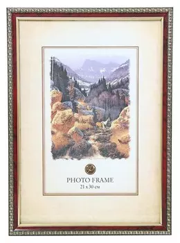 Фоторамка пластиковая 21x30, кружево/бордо 60067