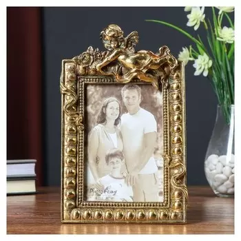 Фоторамка полистоун 10х15 см "Ангел" золото 24,5х15,5х4 см