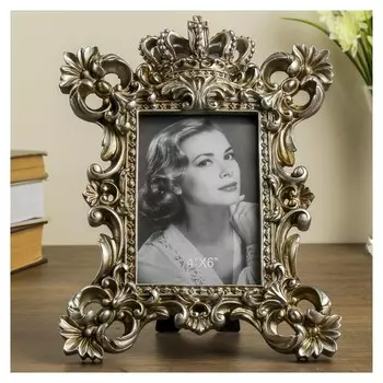 Фоторамка полистоун 10х15 см "Империя" состаренное серебро 28,5х21 см