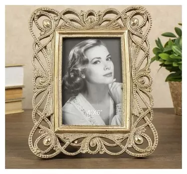 Фоторамка полистоун 10х15 см "Линии судьбы" золото 24,5х19,7х2 см