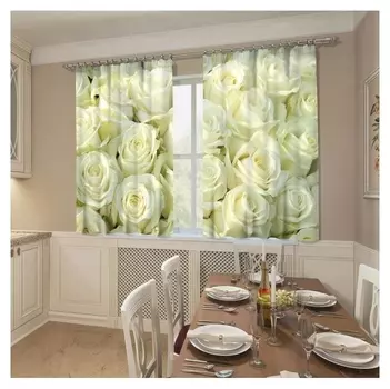 Фотошторы кухонные «Белый бархат», размер 145 х 160 см, 2шт., габардин