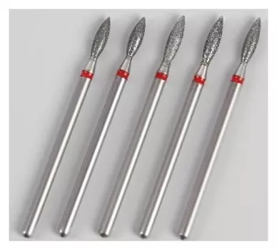 Фрезы алмазные для маникюра «Пламя», мелкая зернистость, D 2,5 × 8 мм, 5 шт