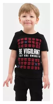 Футболка детская "Be Vigilant", Transformers, рост 86-92, чёрный