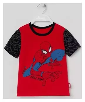 Футболка детская Marvel "Человек паук", рост 98-104 (30), красный/чёрный