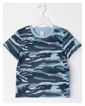 Футболка для мальчика, камуфляж серый, рост 104-110 см