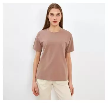 Футболка женская однотонная Minaku: Basic Line цвет коричневый, р-р 42
