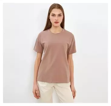 Футболка женская однотонная Minaku: Basic Line цвет коричневый, р-р 44