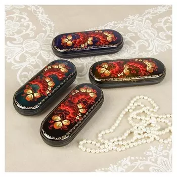 Футляр для очков, отдел на клапане, цвет чёрный