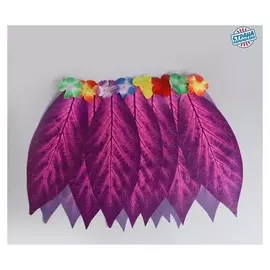 Гавайская юбка «Листики и цветочки» 36 см, цвет фиолетовый