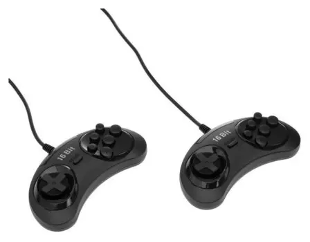 Геймпад Sega 16-bit, 6 кнопок, 2 шт в комплекте, черный