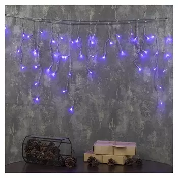 Гирлянда "Бахрома" 1.8 х 0.5 м, Ip20, прозрачная нить, 48 Led, свечение фиолетовое, 8 режимов, 220 В