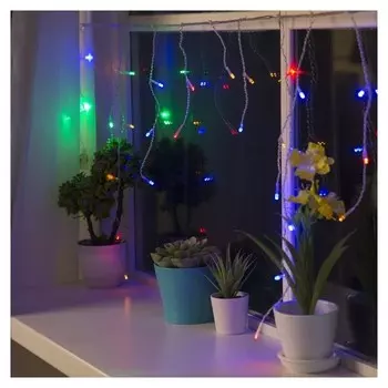 Гирлянда "Бахрома" 3 х 0.5 м, Ip20, прозрачная нить, 80 Led, свечение мульти, 8 режимов, 220 В