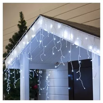 Гирлянда "Бахрома" 3 х 0.6 м, Ip44, умс, белая нить, 160 Led, свечение белое, 220 В