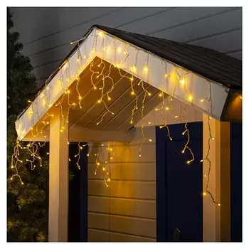 Гирлянда "Бахрома" 3 х 0.6 м, Ip44, умс, прозрачная нить, 160 Led, свечение тёплое белое, 220 В