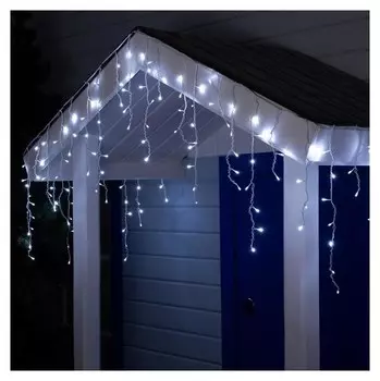 Гирлянда "Бахрома" 4 х 0.6 м, Ip44, белая нить, 180 Led, свечение белое, 8 режимов, 220 В