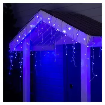 Гирлянда "Бахрома" 4 х 0.6 м, Ip44, белая нить, 180 Led, свечение синее, 8 режимов, 220 В