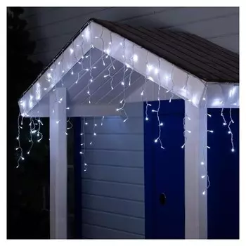 Гирлянда "Бахрома" 4 х 0.6 м, Ip44, прозрачная нить, 180 Led, свечение белое, мерцание белым, 220 В