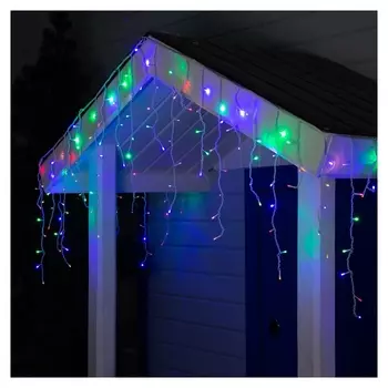 Гирлянда Бахрома белая нить, 160 Led-лампочек, свечение мульти, 220 В