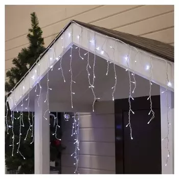 Гирлянда "Бахрома" уличная, умс, 3 х 0.6 м, 3W Led-160/50-220v, мерцание, нить белая, свечение белое