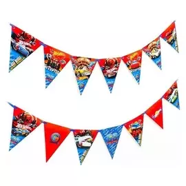Гирлянда бумажная Hot Wheels, персонажи, флажки