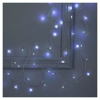 Гирлянда "Мишура" 10 м роса, Ip20, серебристая нить, 200 Led, свечение белое, фиксинг, 12 В