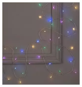 Гирлянда «Мишура» 10 м роса, Ip20, серебристая нить, 200 Led, свечение мульти, 12 В