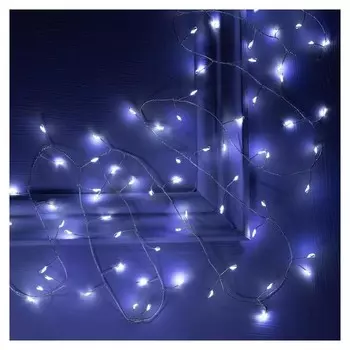 Гирлянда "Мишура" 5 м роса, Ip20, серебристая нить, 200 Led, свечение белое, фиксинг, 12 В