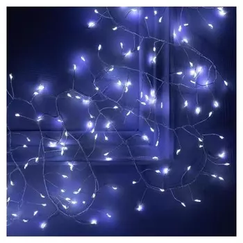 Гирлянда "Мишура" 6 м роса, Ip20, серебристая нить, 480 Led, свечение белое, фиксинг, 12 В