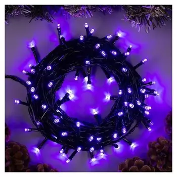 Гирлянда "Нить" 10 м, Ip20, тёмная нить, 100 Led, свечение фиолетовое, 8 режимов, 220 В