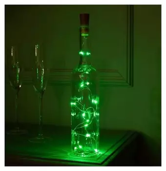 Гирлянда "Нить" 1 м роса с пробкой, Ip20, серебристая нить, 10 Led, свечение зелёное, фиксинг, 3 х Lr44
