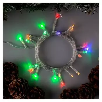 Гирлянда "Нить" 2.5 м, Ip20, прозрачная нить, 25 Led, свечение Rg/rb, мигание, 220 В