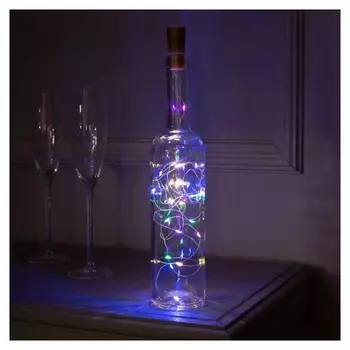 Гирлянда "Нить" 2 м роса с пробкой, Ip20, серебристая нить, 20 Led, свечение мульти, фиксинг, 3 х Lr44