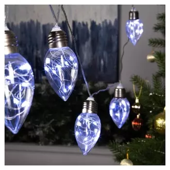 Гирлянда "Нить"3 м с насадками"лампочки капля", Ip20, прозрачная нить, 80 Led, свечение белое, фиксинг, 12 В