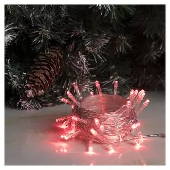 Гирлянда "Нить" 4 м, Ip20, прозрачная нить, 40 Led, свечение красное, 2 режима, 3 х AA