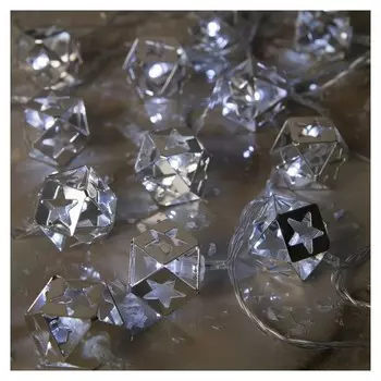 Гирлянда "Нить"4 м с насадками"кубик звезда", Ip20, прозрачная нить, 20 Led, свечение белое, 8 режимов, 220 В