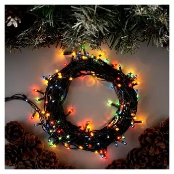 Гирлянда "Нить" 5.5 м, Ip20, тёмная нить, 140 ламп, свечение мульти, 8 режимов, 220 В