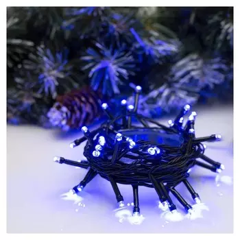 Гирлянда "Нить" 5 м, Ip20, тёмная нить, 50 Led, свечение синее, 8 режимов, 220 В
