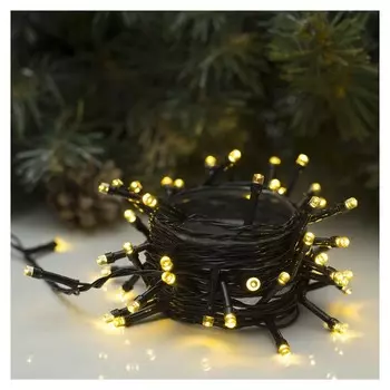 Гирлянда "Нить" 5 м, Ip20, тёмная нить, 50 Led, свечение тёплое белое, 8 режимов, 220 В