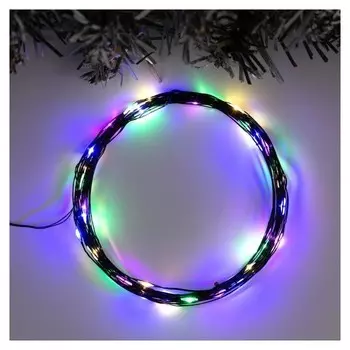 Гирлянда "Нить" 5 м роса, Ip20, чёрная нить, 50 Led, свечение мульти, фиксинг, USB