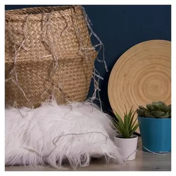 Гирлянда "Нить"5 м с насадками"хрусталики", Ip20, прозрачная нить, 50 Led, свечение белое, 8 режимов, 220 В