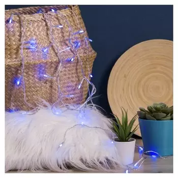 Гирлянда "Нить"5 м с насадками"игла", Ip20, прозрачная нить, 50 Led, свечение синее, 8 режимов, 220 В