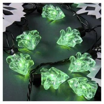 Гирлянда "Нить"улично-комнатная с насадками"Ель большая", 5м, Led(Ip44)-40-220v, 8 режимов, нить тёмная, свечение зелёное