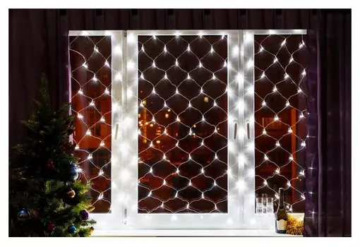 Гирлянда сеть 1,5х1,5м, прозрачный пвх, 150 LED белые 215-125